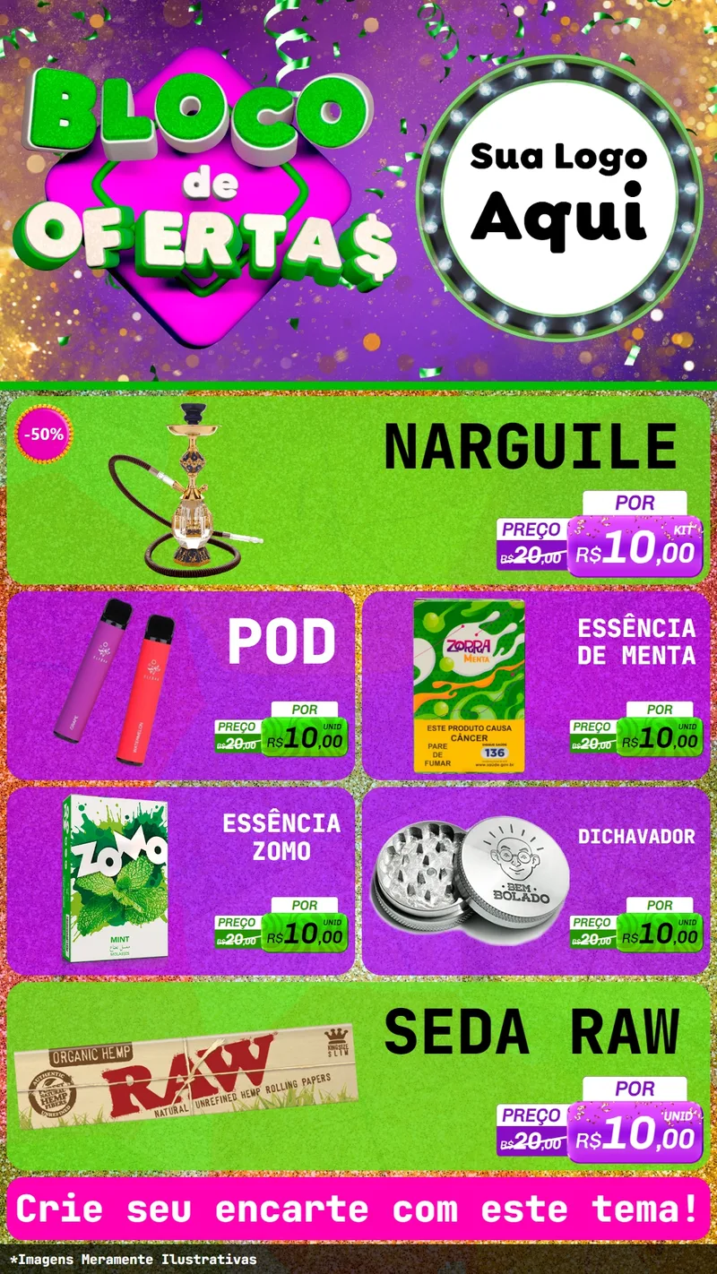 Modelo de TV para TV Vertical com o tema Bloco de Ofertas para Tabacaria