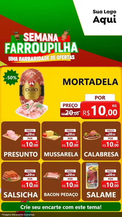Modelo de Rede Social para Stories com o tema Semana Farroupilha - Uma Barbaridade de Ofertas para Frios e Laticínios