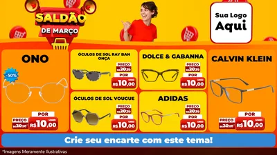 Modelo de TV para TV Horizontal com o tema Saldão de Março para Óticas