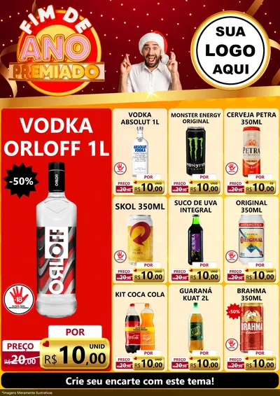 Modelo de Encarte para Encarte A4 Vertical com o tema Fim de Ano Premiado para Distribuidora de bebidas