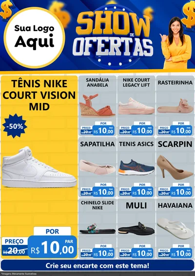 Modelo de Encarte para Encarte A4 Vertical com o tema Show de Ofertas para Calçados