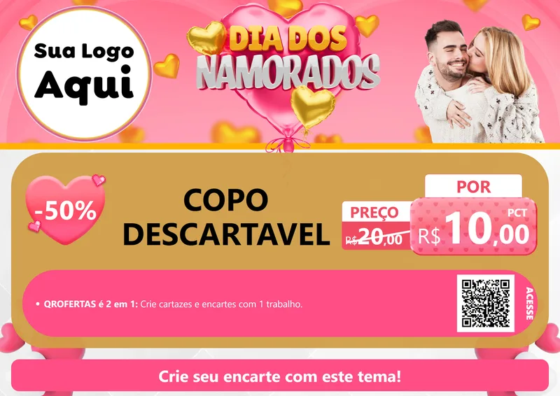 Modelo de Cartaz para Cartaz A4 Horizontal com o tema Dia dos Namorados para Embalagens