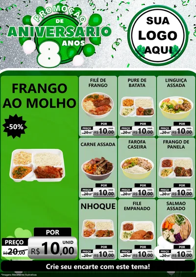 Modelo de Encarte para Encarte A4 Vertical com o tema Promoção de Aniversário - 8 Anos para Restaurante