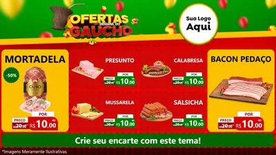 Modelo de TV para TV Horizontal com o tema Ofertas Semana Do Gaúcho para Frios e Laticínios