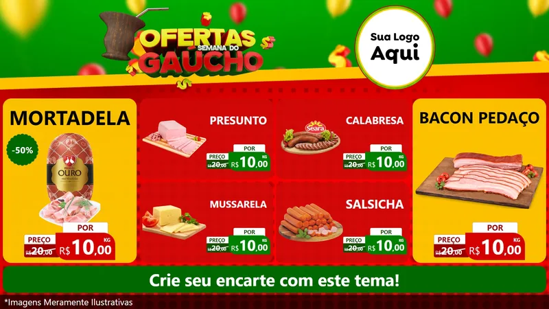 Modelo de TV para TV Horizontal com o tema Ofertas Semana Do Gaúcho para Frios e Laticínios