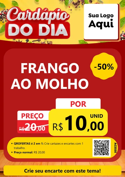 Modelo de Cartaz para Cartaz A4 Vertical com o tema Cardápio do Dia para Restaurante