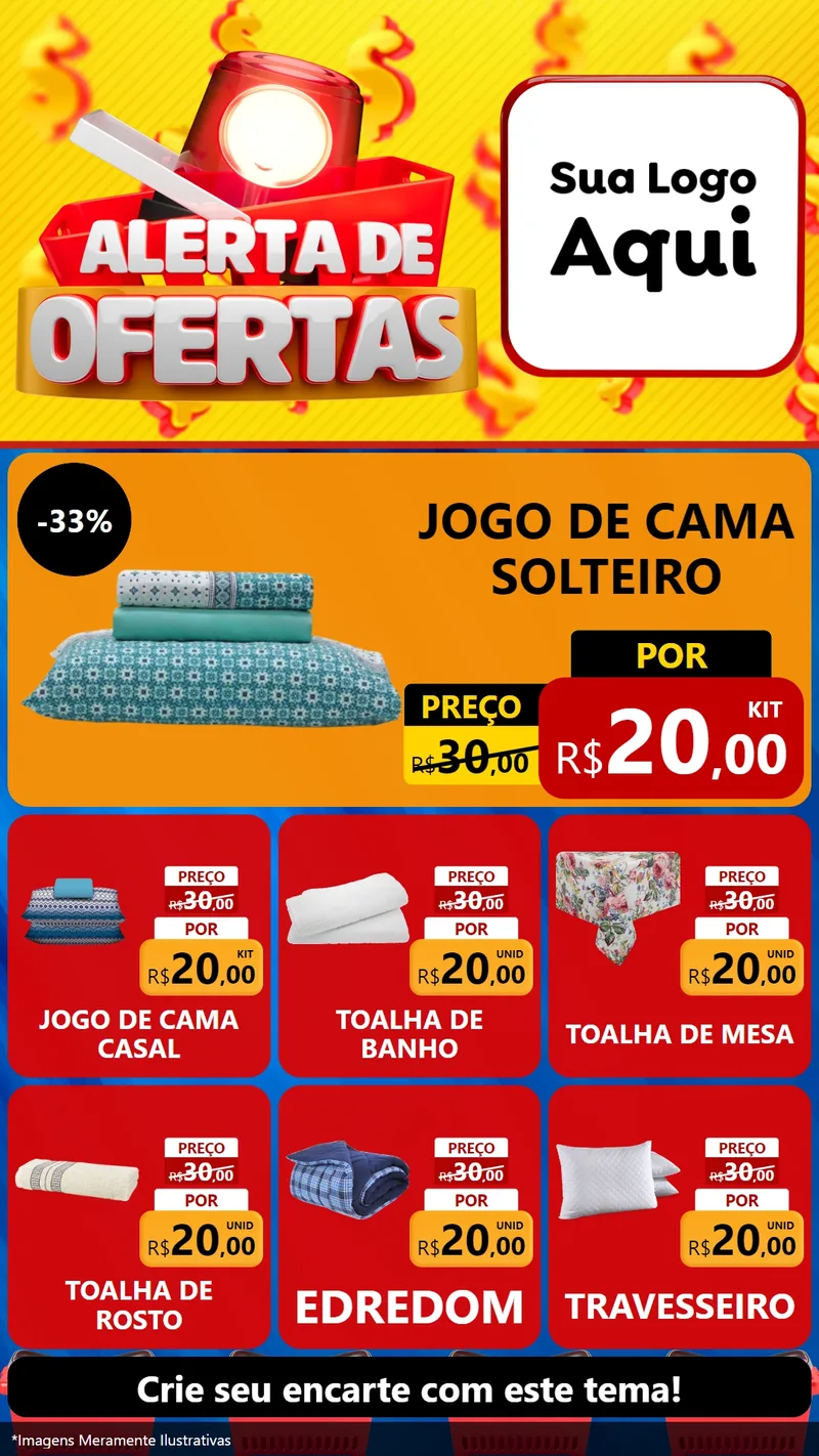 Modelo de Rede Social para Stories com o tema Alerta de Ofertas para Cama, Mesa e Banho