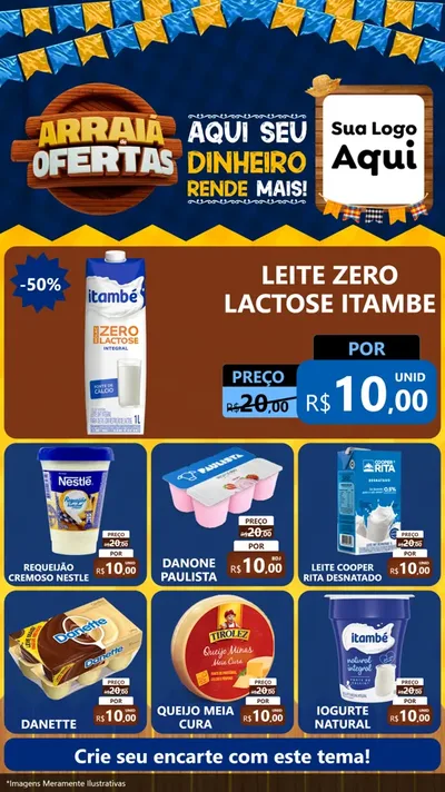 Modelo de Rede Social para Stories com o tema Arraiá de Ofertas - Junina para Frios e Laticínios