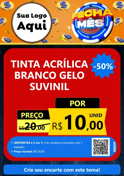 Modelo de Cartaz para Cartaz A4 Vertical com o tema Fecha Mês para Tintas e Ferramentas