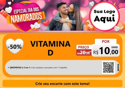 Modelo de Cartaz para Cartaz A4 Horizontal com o tema Especial Dia dos Namorados para Farmácia