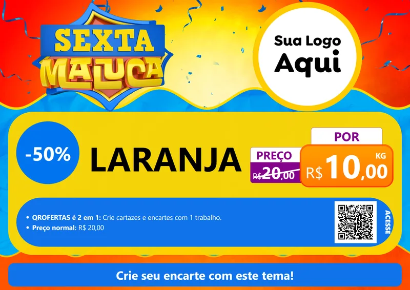 Modelo de Cartaz para Cartaz A4 Horizontal com o tema Sexta Maluca para Hortifrúti