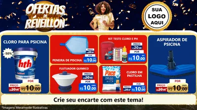 Modelo de TV para TV Horizontal com o tema Ofertas de Réveillon para Produtos para Piscina