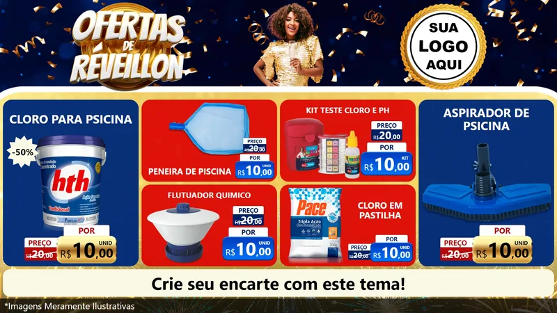 Modelo de TV para TV Horizontal com o tema Ofertas de Réveillon para Produtos para Piscina