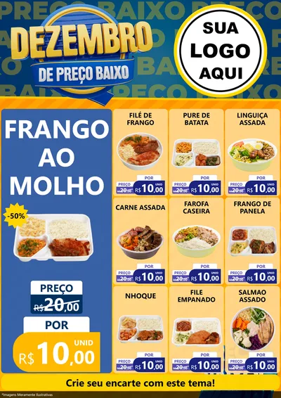 Modelo de Encarte para Encarte A4 Vertical com o tema Dezembro de Preço Baixo para Restaurante
