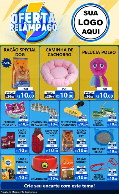 Modelo de Encarte para Encarte Grande com o tema Oferta Relâmpago para Pet Shop