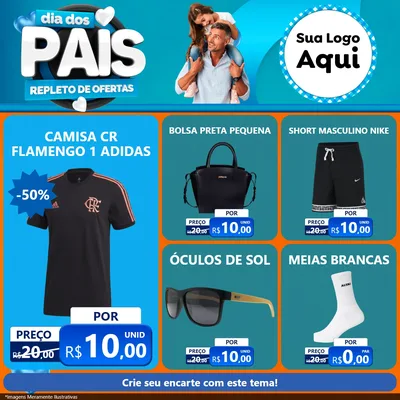 Modelo de Rede Social para Feed Facebook com o tema Dia Dos Pais Repleto de Ofertas para Roupas e acessórios