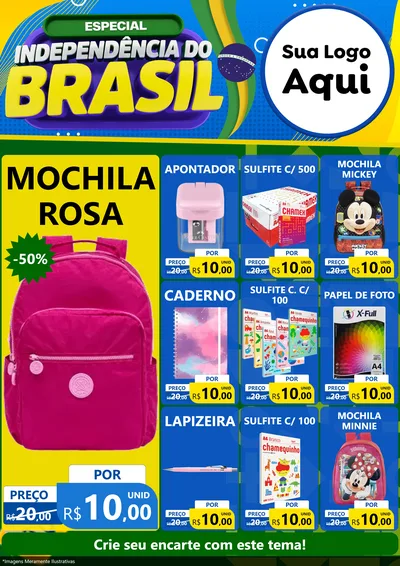 Modelo de Encarte para Encarte A4 Vertical com o tema Especial Independência do Brasil para Papelaria