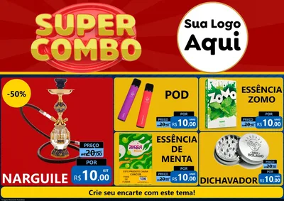Modelo de Encarte para Encarte A4 Horizontal com o tema Super Combo para Tabacaria
