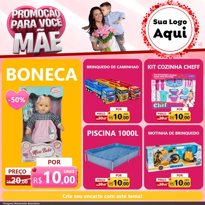 Modelo de Rede Social para Feed Facebook com o tema Promoção Para Você Mãe para Brinquedos