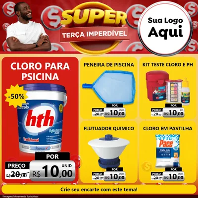 Modelo de Rede Social para Feed Facebook com o tema Super Terça Imperdível para Produtos para Piscina