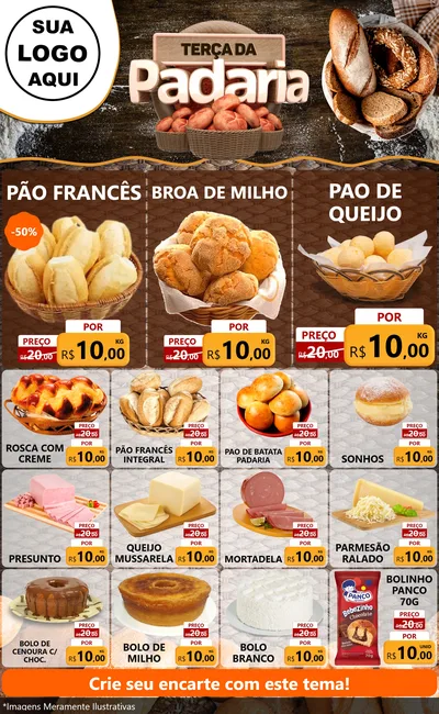 Modelo de Encarte para Encarte Grande com o tema Terça da Padaria para Padaria