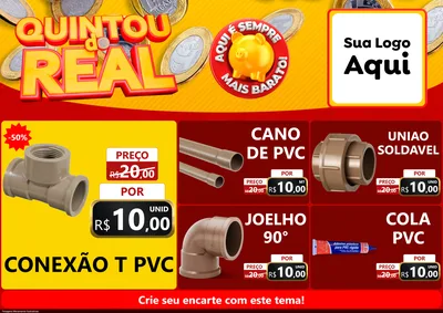Modelo de Encarte para Encarte A4 Horizontal com o tema Quintou do Real para Tubos e conexões