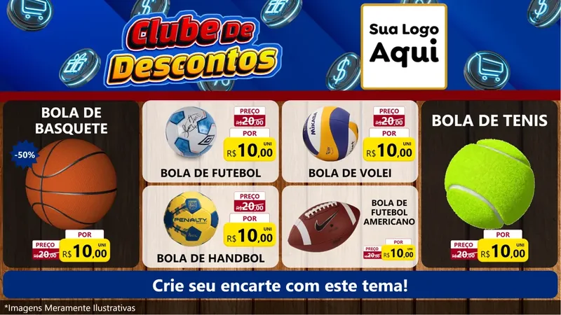 Modelo de TV para TV Horizontal com o tema Clube de Descontos para Artigos Esportivos
