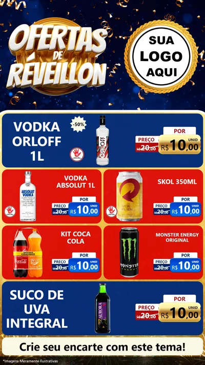 Modelo de TV para TV Vertical com o tema Ofertas de Réveillon para Distribuidora de bebidas