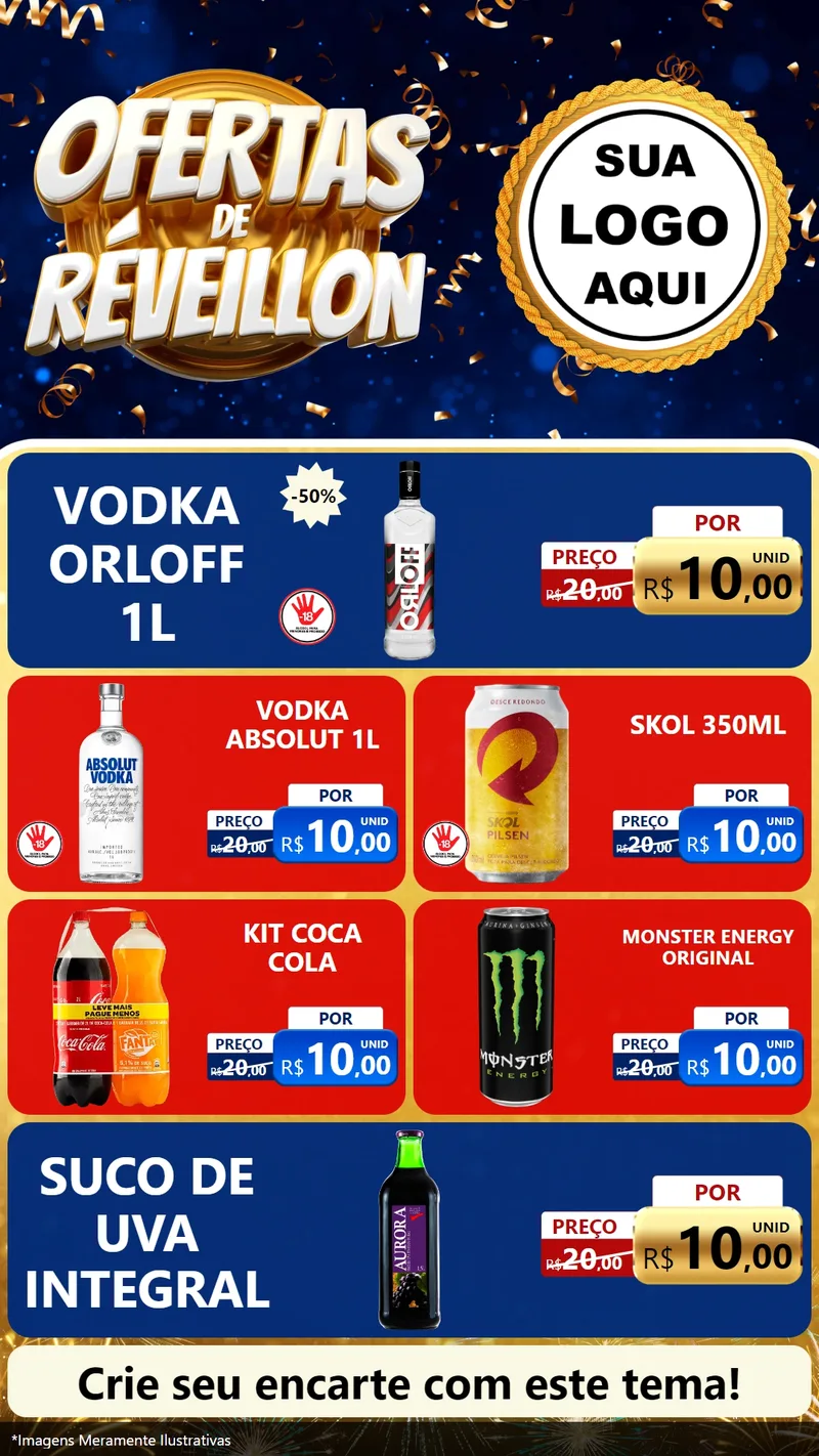 Modelo de TV para TV Vertical com o tema Ofertas de Réveillon para Distribuidora de bebidas