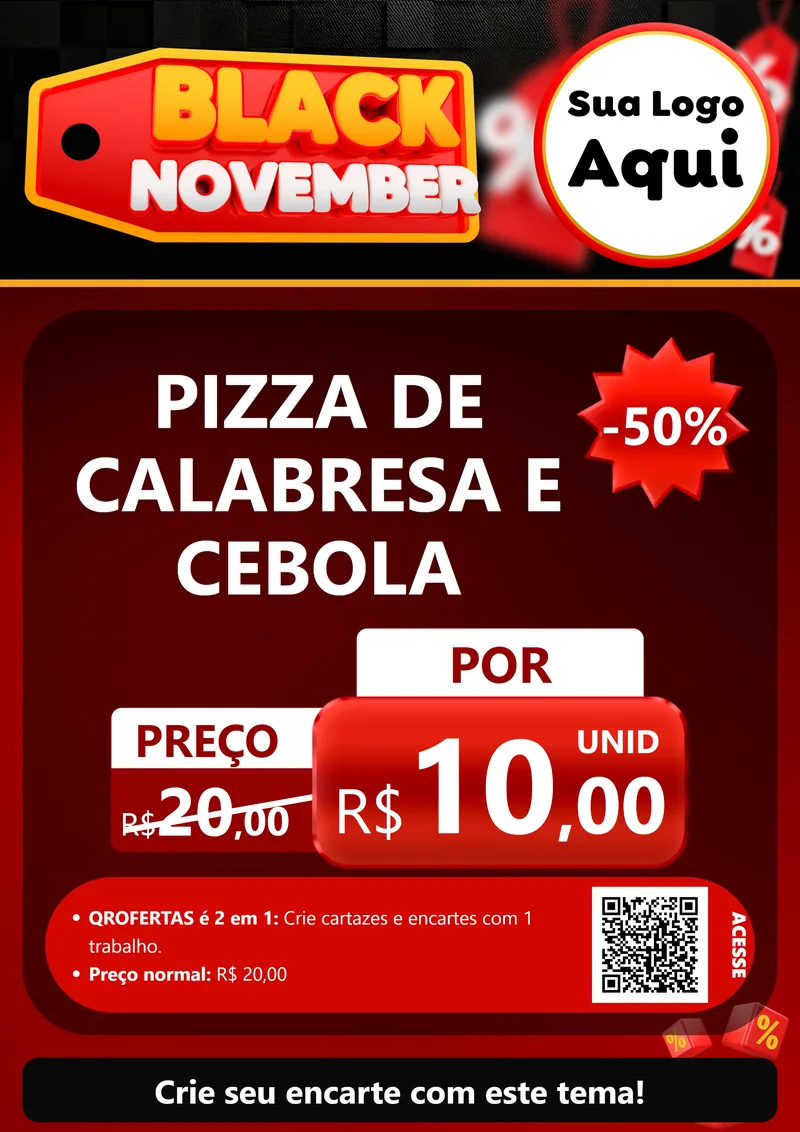 Modelo de Cartaz para Cartaz A4 Vertical com o tema Black November para Pizzaria