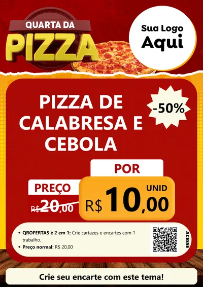 Modelo de Cartaz para Cartaz A4 Vertical com o tema Quarta da Pizza para Pizzaria