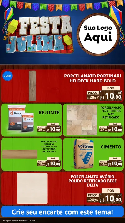 Modelo de TV para TV Vertical com o tema Festa Julina para Pisos e revestimentos