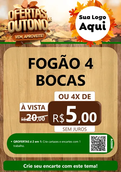 Modelo de Cartaz para Cartaz A4 Vertical com o tema Ofertas de Outono - Vem, Aproveite! para Móveis e Eletro