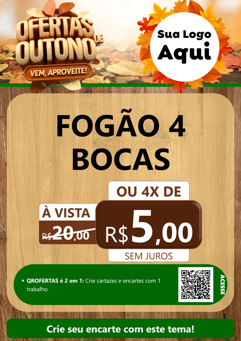Modelo de Cartaz para Cartaz A4 Vertical com o tema Ofertas de Outono - Vem, Aproveite! para Móveis e Eletro