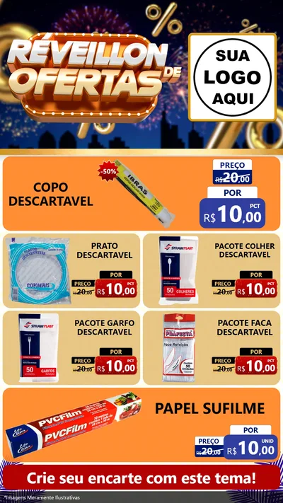 Modelo de TV para TV Vertical com o tema Réveillon de Ofertas para Embalagens
