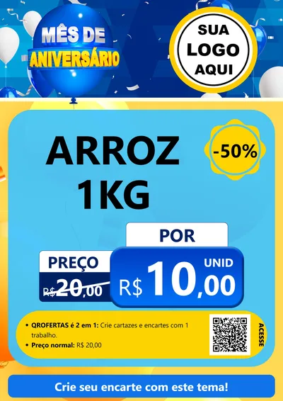 Modelo de Cartaz para Cartaz A4 Vertical com o tema Mês de Aniversário para Supermercado