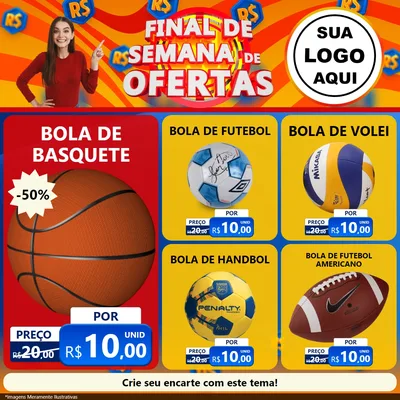 Modelo de Rede Social para Feed Facebook com o tema Final de Semana de Ofertas para Artigos Esportivos
