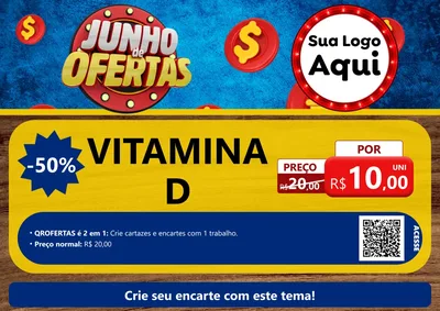 Modelo de Cartaz para Cartaz A4 Horizontal com o tema Junho de Ofertas para Farmácia