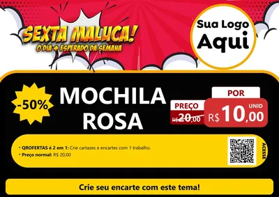 Modelo de Cartaz para Cartaz A4 Horizontal com o tema Sexta Maluca! para Papelaria