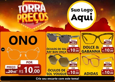 Modelo de Encarte para Encarte A4 Horizontal com o tema Torra Preços para Óticas