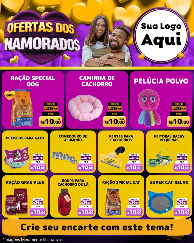 Modelo de Rede Social para Feed Instagram com o tema Oferta Dos Namorados para Pet Shop