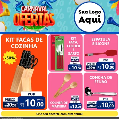 Modelo de Rede Social para Feed Facebook com o tema Carnaval de Ofertas para Utilidades Domésticas