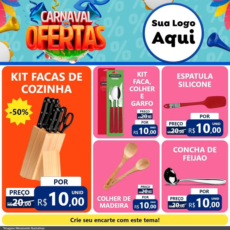 Modelo de Rede Social para Feed Facebook com o tema Carnaval de Ofertas para Utilidades Domésticas