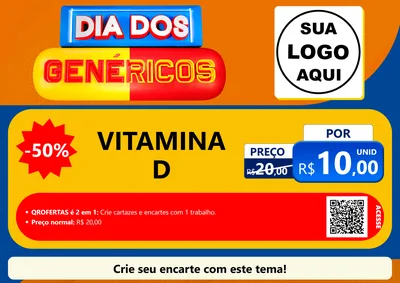 Modelo de Cartaz para Cartaz A4 Horizontal com o tema Dia dos Genéricos - Farmácia para Farmácia
