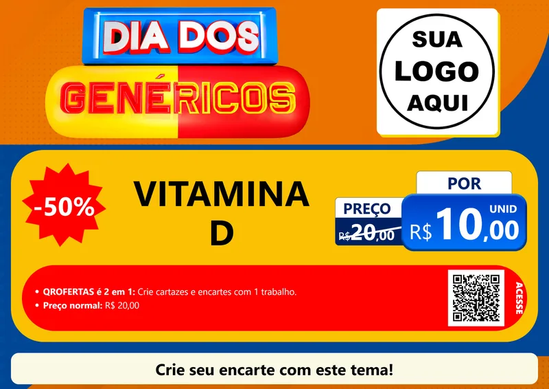 Modelo de Cartaz para Cartaz A4 Horizontal com o tema Dia dos Genéricos - Farmácia para Farmácia