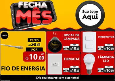 Modelo de Encarte para Encarte A4 Horizontal com o tema Fecha Mês para Materiais Elétricos