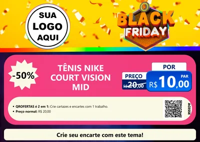 Modelo de Cartaz para Cartaz A4 Horizontal com o tema Black Friday para Calçados