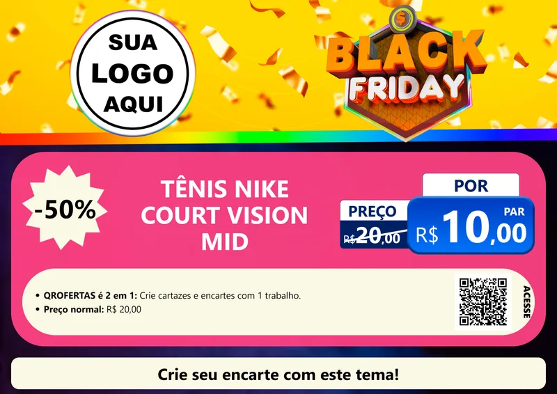 Modelo de Cartaz para Cartaz A4 Horizontal com o tema Black Friday para Calçados