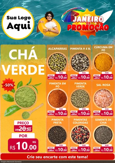 Modelo de Encarte para Encarte A4 Vertical com o tema Janeiro de Promoção para Produtos Naturais