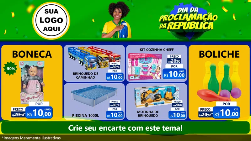 Modelo de TV para TV Horizontal com o tema Dia Da Proclamação Da República para Brinquedos